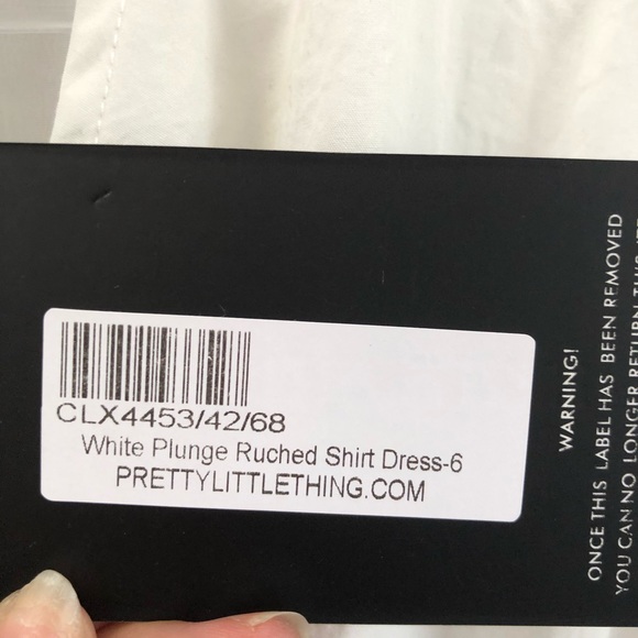 Pretty Little Thing White Ruched Shirt Dress Sz 2 - Picture 5 of 6